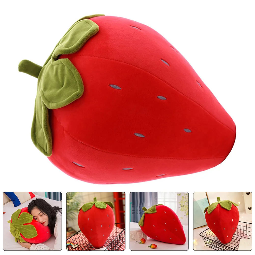 Cute Strawberry Pillow Soft Plush Fruit Cushion Lifelike Design Bedroom Sleeping Toy Artificial Strawberries Stuffed Decorations