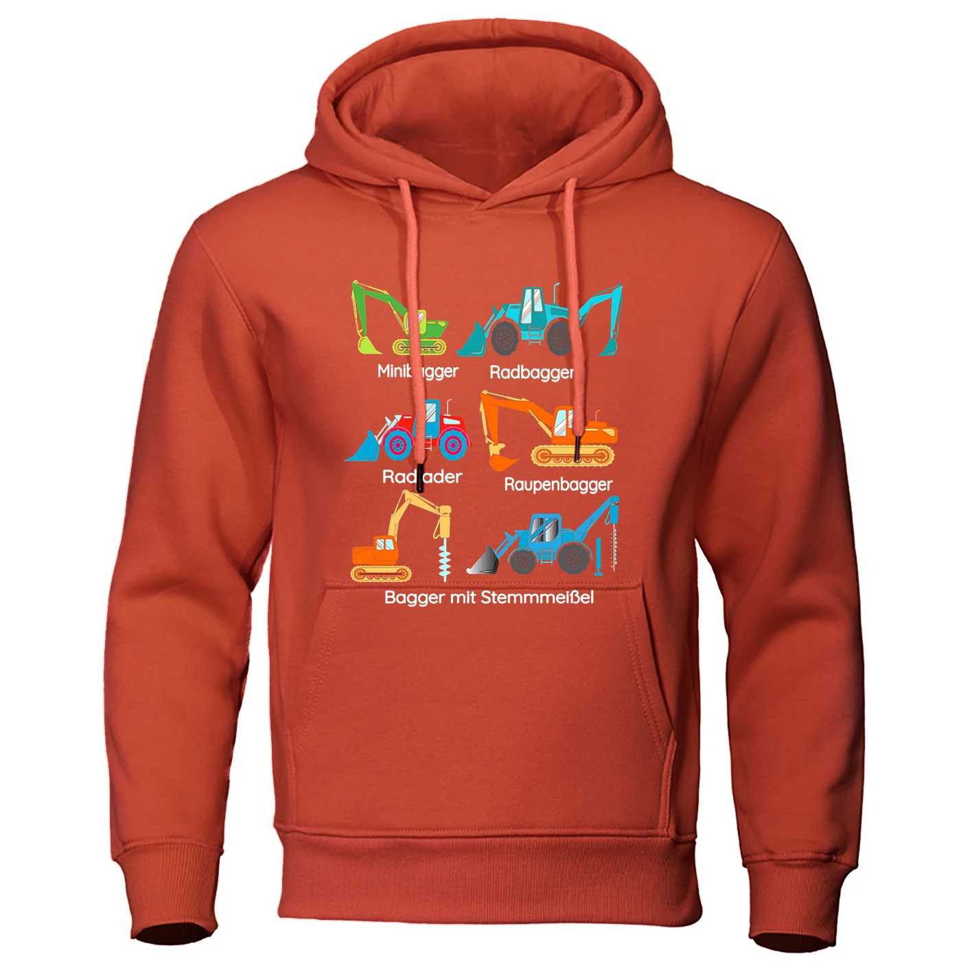 6 Types Of Excavators Print Man Hoody Casual Comfortable Sweatshirt Korean Soft Hooded Simple Autumn Warm Clothing