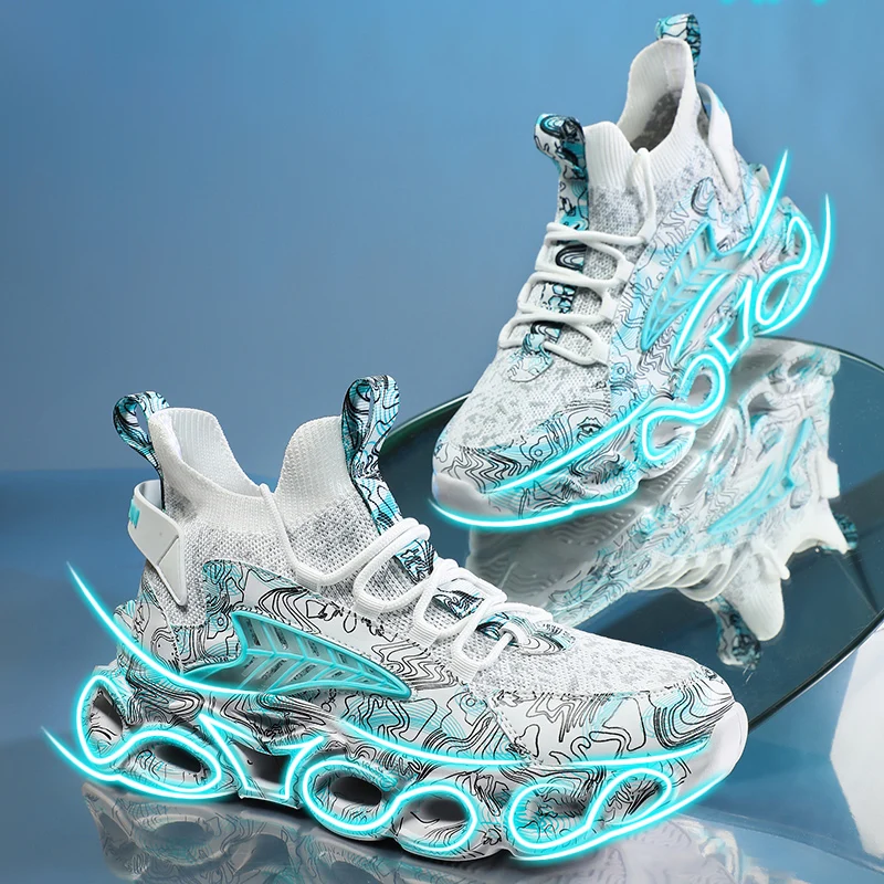

Men's Trendy Color Block Chinese Landscape Lace Up Blade Sneakers With Assorted Colors Casual Outdoor Walking Sports Shoes