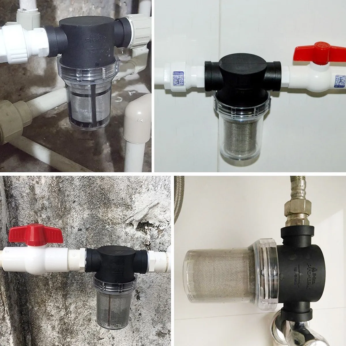1Pcs Transparent Water Pre-Filter Water Purifier 6 Point 80 Mesh Network Durable Leakproof Clear View