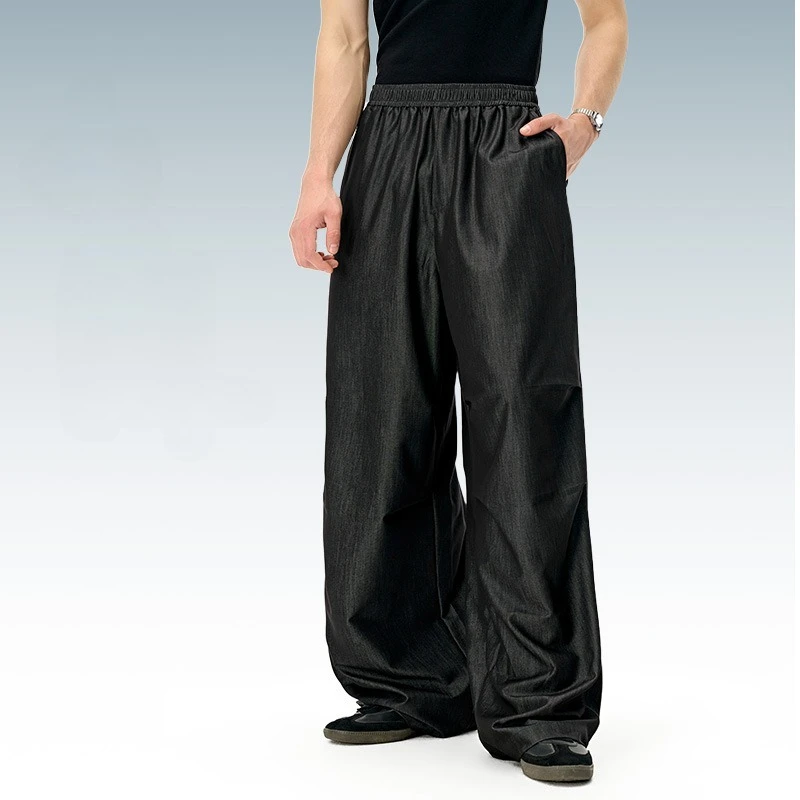 Ice Silk Imitation Denim Air Conditioning Pants 2026 Spring and Summer New Quick-drying Cool Wide-leg Casual Ice Silk Pants