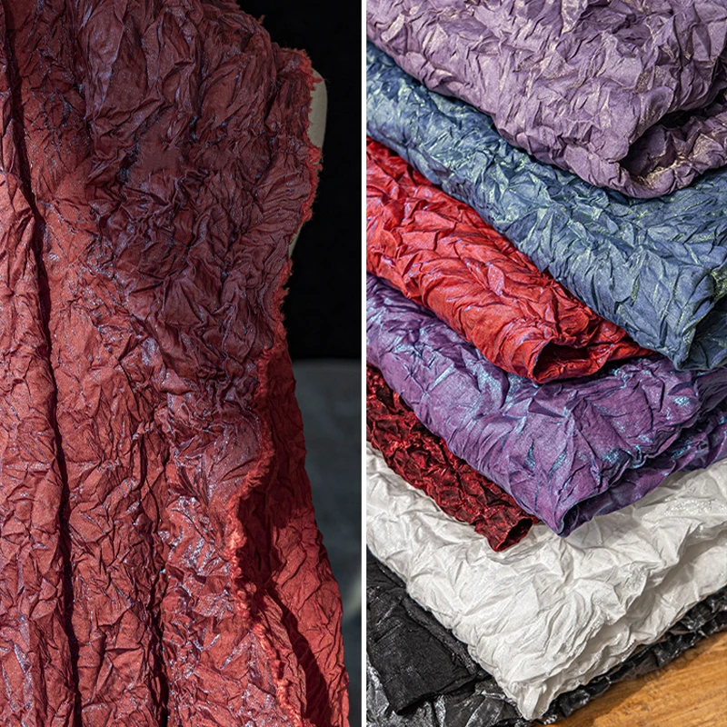 50x117cm Gradient GlassTexture Pleated Fabric Creative Modeling Reconstruction Designer Fabric For Diy Sewing Dress Pants Hanfu