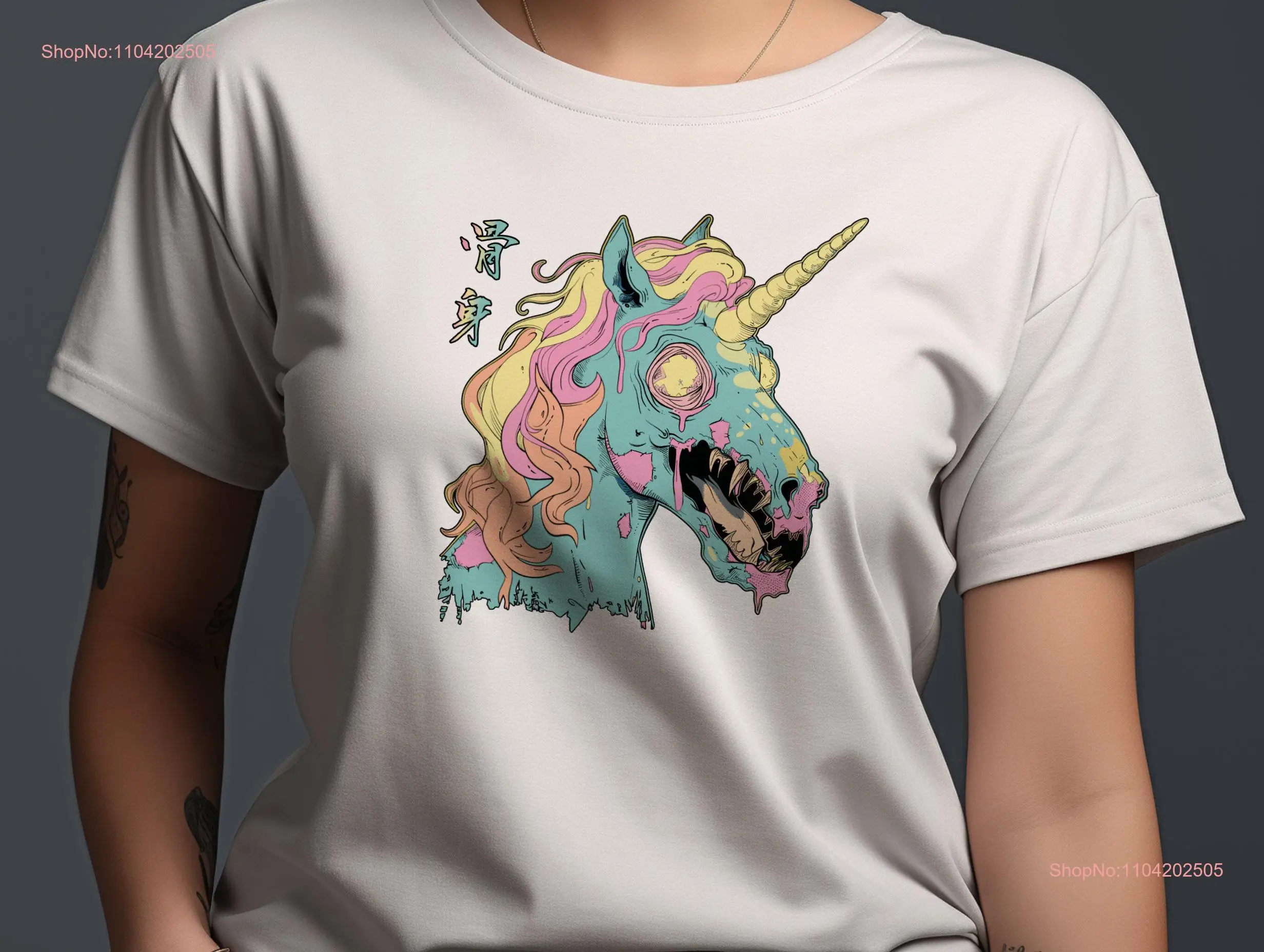 Zombie Unicorn T Shirt Pastel Goth Aesthetic Creepy Cute Undead Design Japanese Inspired Art Kawaii Horror