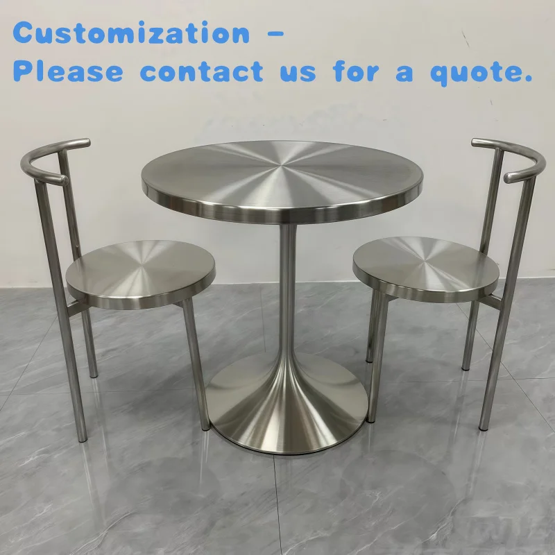 

custom.Modern Industrial Style Stainless Steel Dining Table and Chairs Outdoor Hotel Restaurant Cafe Furniture
