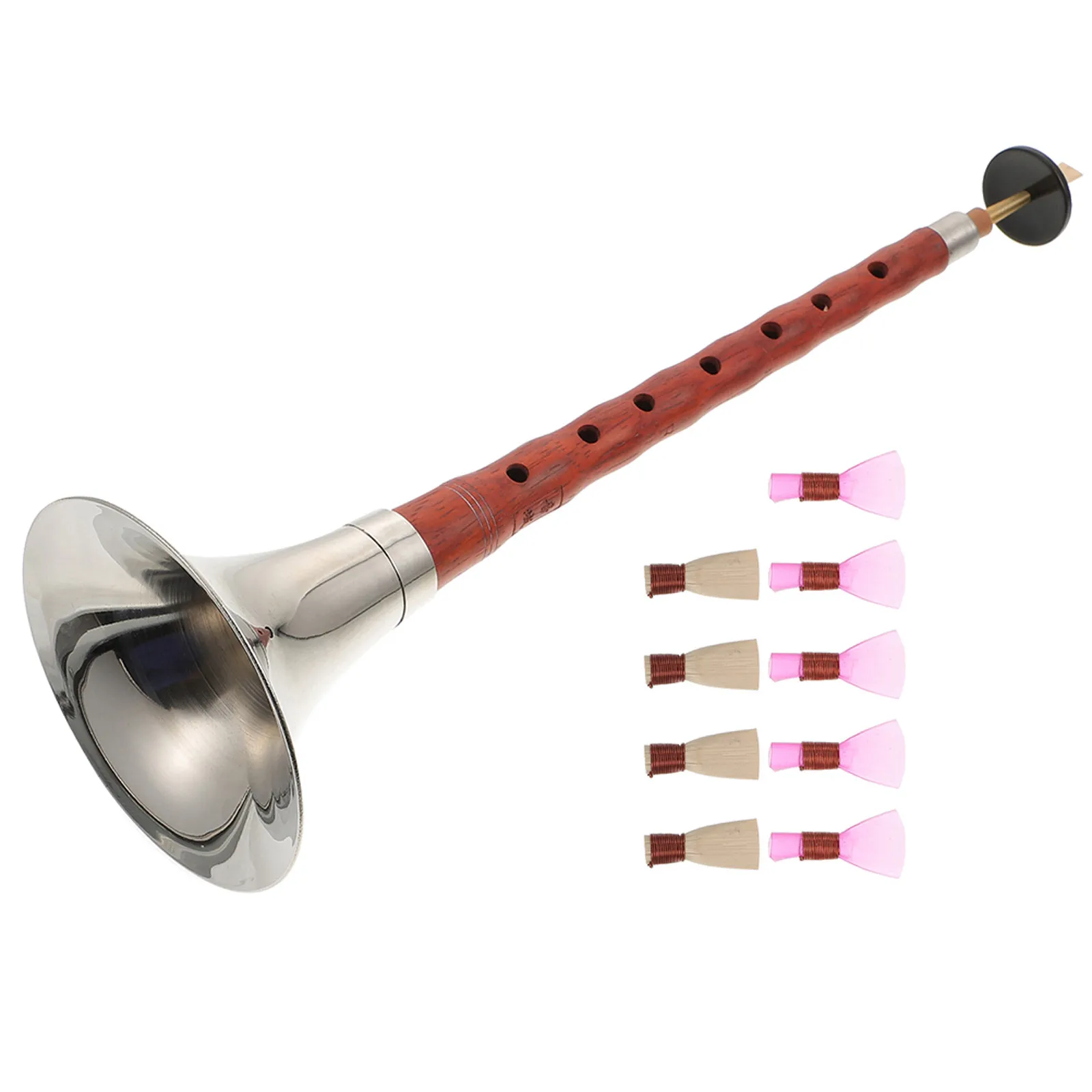 1Set Red Sandalwood Suona Premium Craftsmanship Smooth Blowing Experience Suona Instrument for Beginners Ethnic Music Practice