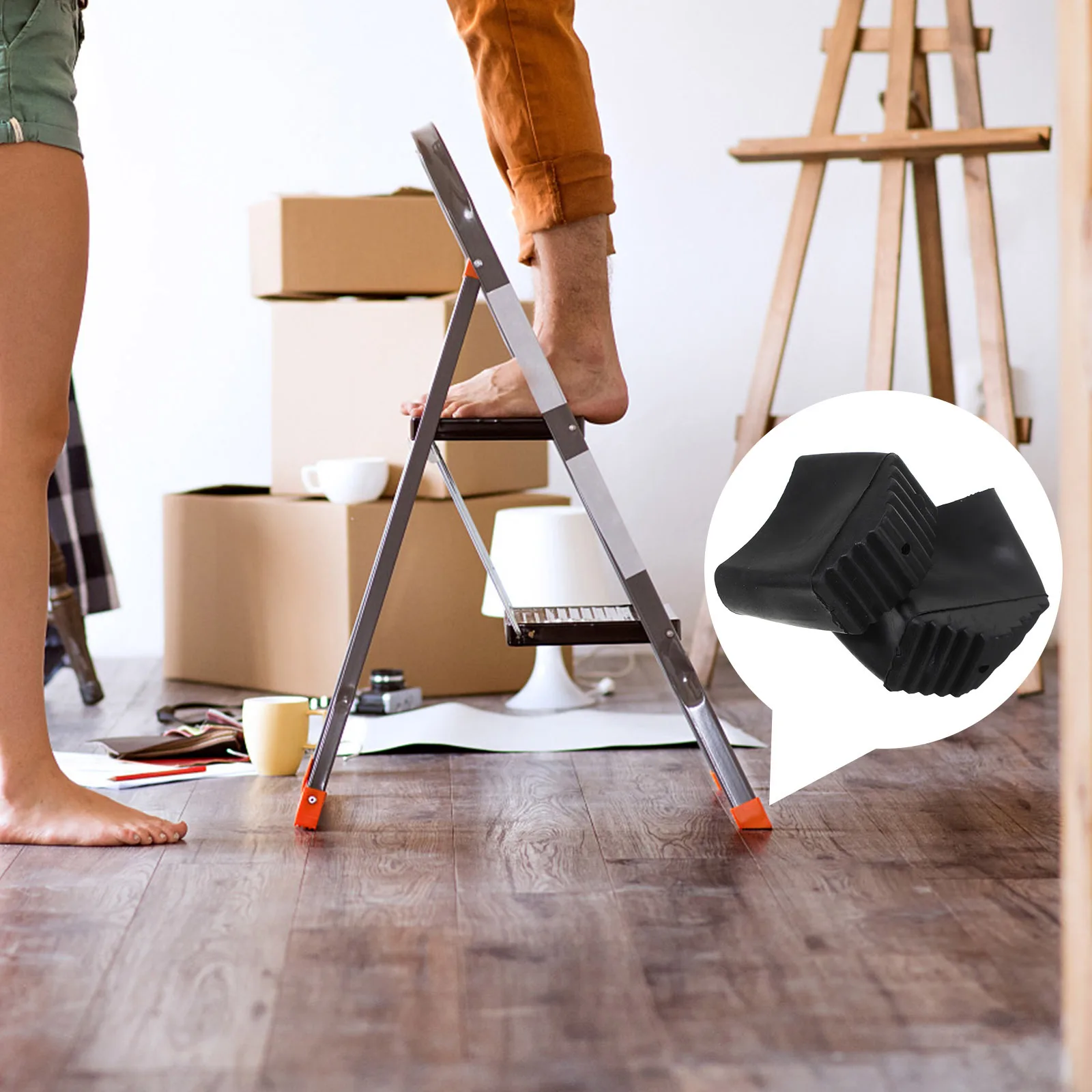 4Pcs Ladder Feet Protector Thicken Rubber Material Stable and Safe Multi-Function Ladder Accessory Home Accessory