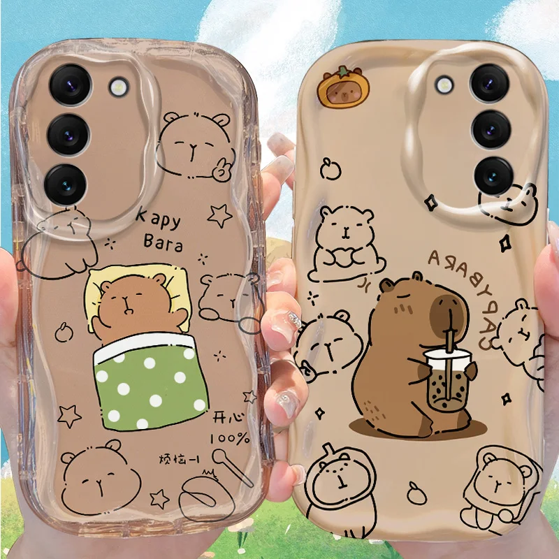 Capybara Drinking Bubble Tea Case for Samsung Galaxy S26 S25 S24 Plus S23 Ultra S22 S21 S20 FE A73 A71 4G A57 A56 A55 5G Cover