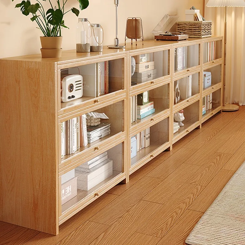 Solid wood free combination bookcase Modular storage cabinet, floor display shelf