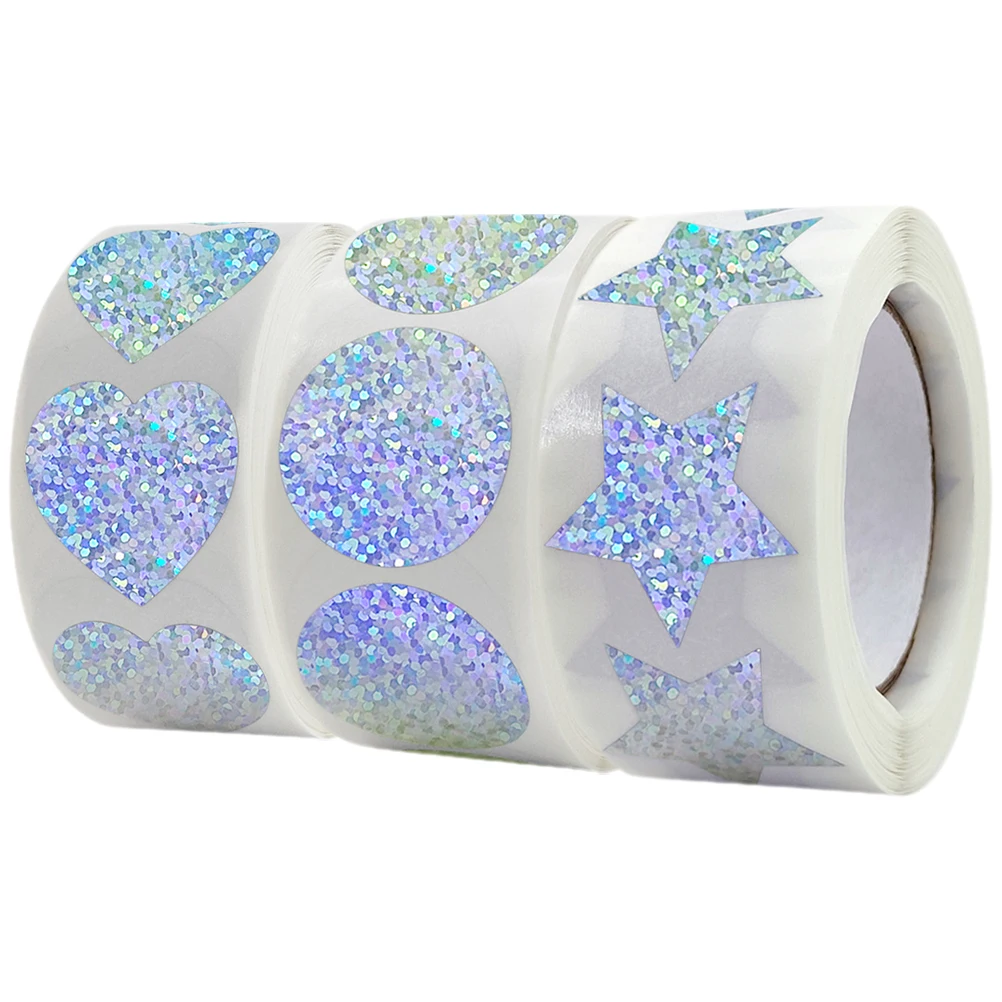 3 Rolls Heart Shaped Stickers Self Adhesive Sealing Labels Circle H36 Heart Star for DIY Baking Gift Packaging