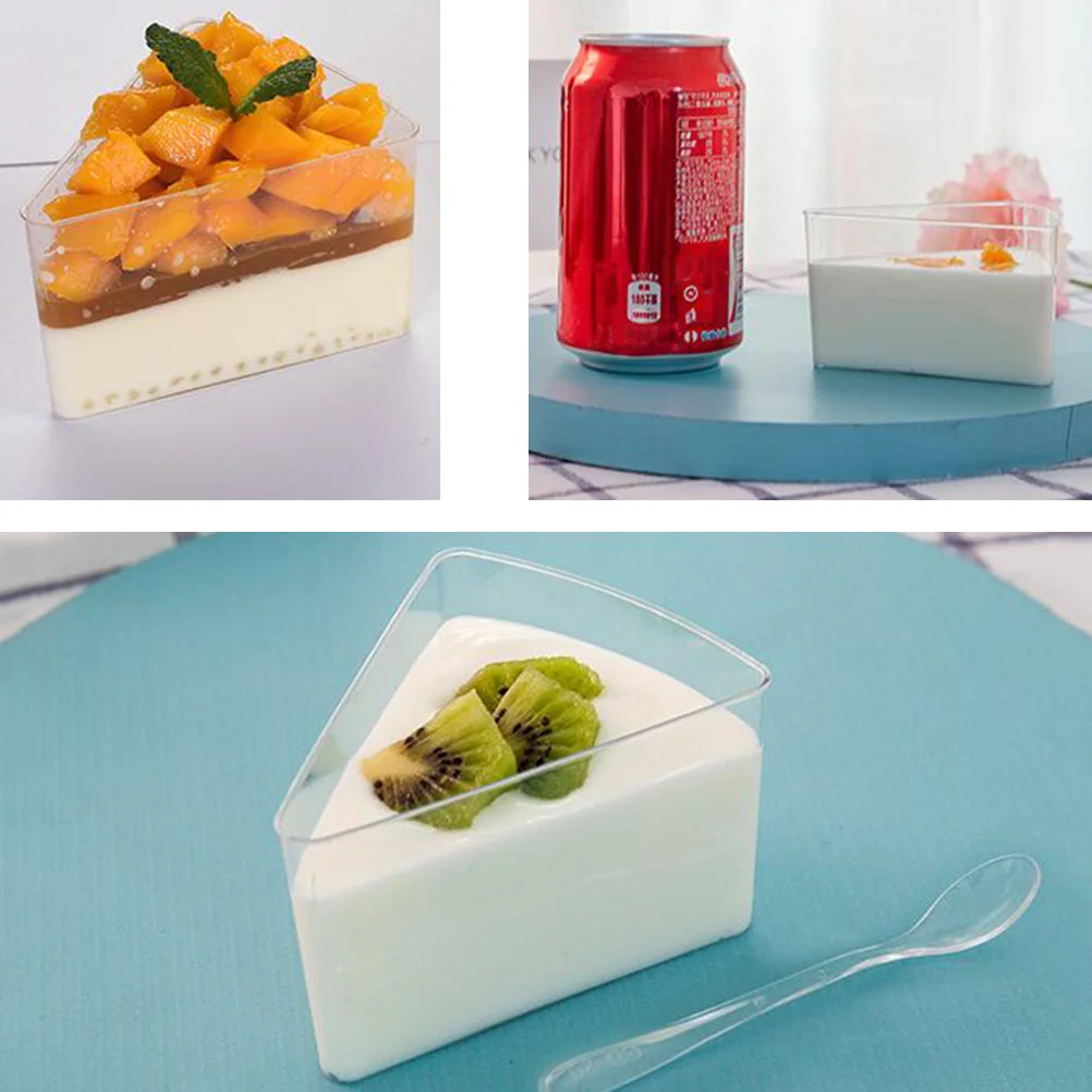 Gobelets à Mousse et yaourt, verres à Dessert, conteneurs Verrine en plastique, gelée de fête jetable, Triangle réutilisable de qualité alimentaire transparent, 30 pièces