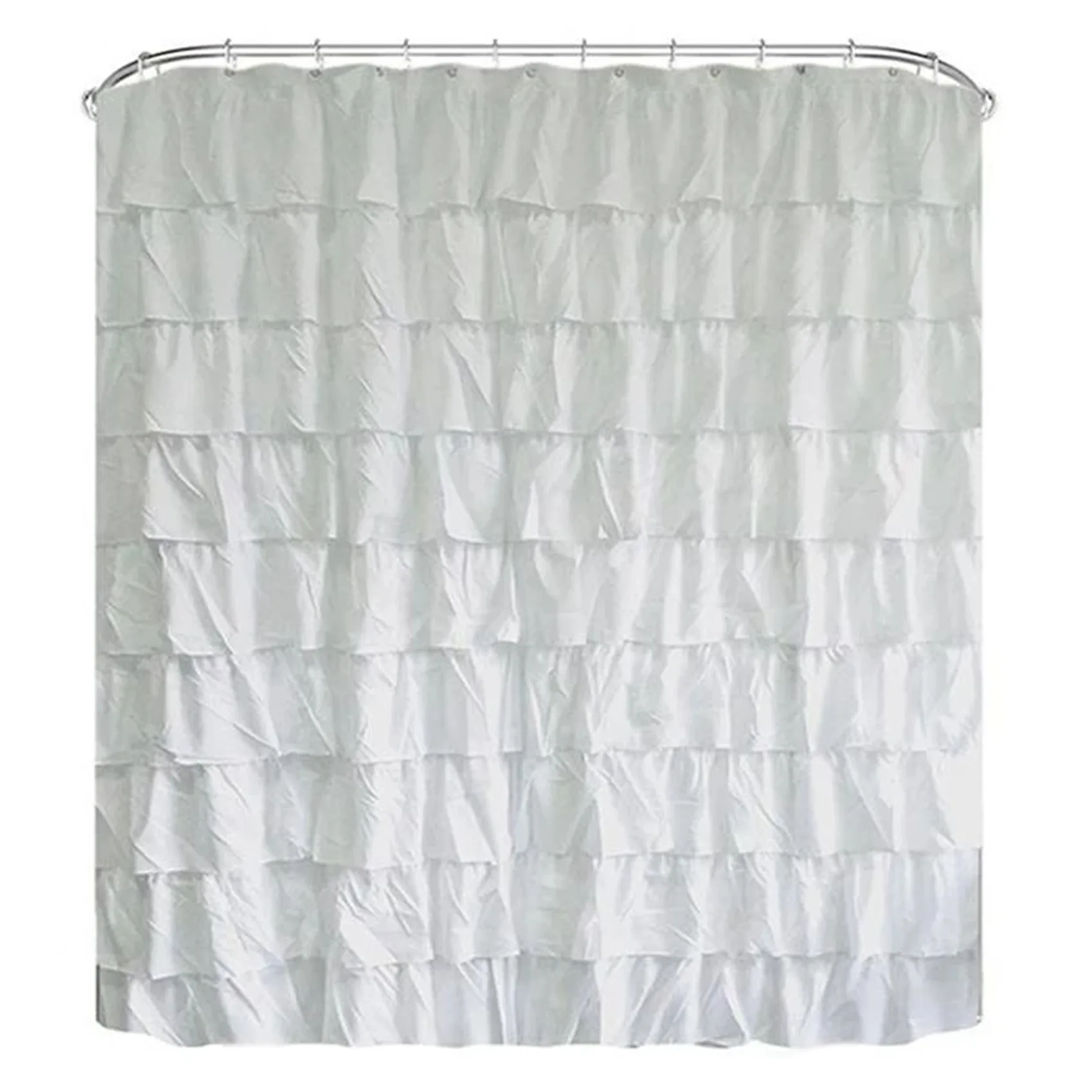 Waterproof Corrugated Edge Shower Curtain Ruffle Bathroom Curtain Decoration