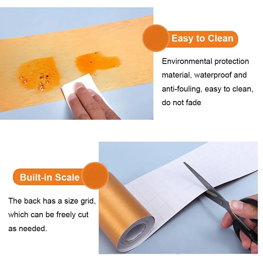 10M/Roll Brushed Windowsill Waist Line Wallpaper Door Frame Self-adhesive Wall Border Sticker Home Decor PVC Waveguide Line