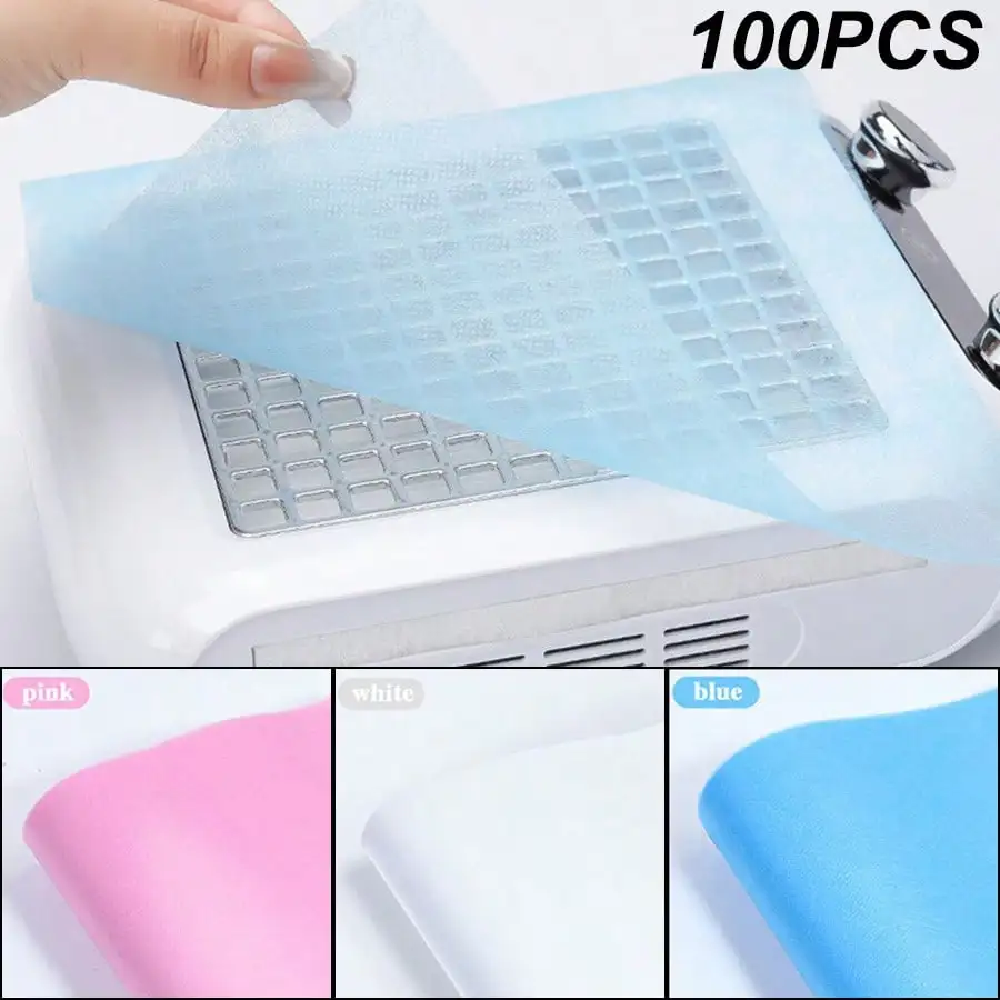 

100Pcs Disposable Nail Art Vacuum Dust Collector Non-Woven Filter Paper Pink/Blue/White Paper Manicure Machine Dust Filter Paper Manicure Tools Accessories