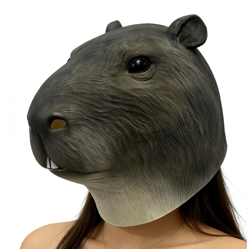 

Cute Capybara Mask Cosplay Animal Hydrochoerus Hydrochaeris Latex Helmet Carnival Halloween Dress Up Party Costmes Props