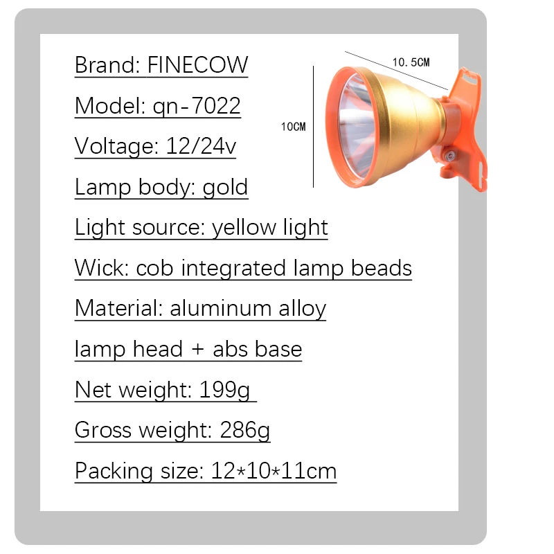 Farol de longo alcance ao ar livre de alta potência, lâmpada LED impermeável, 12V, farol COB brilhante para caça e pesca