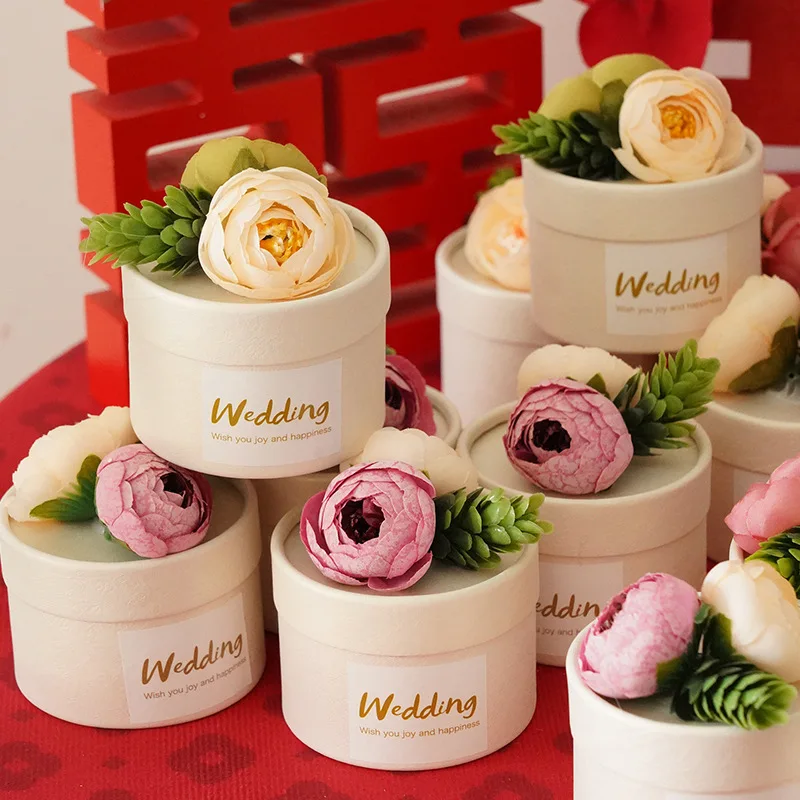 Flower Cylinder Candy Boxes for Guests, Wedding Favors, DIY, Jewelry Storage, Gift Wrapping, Home Decor, New Idea, 20Pcs