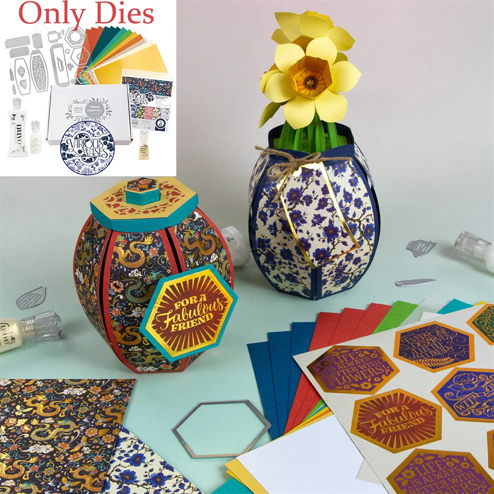 

Various Vases 2026 New Metal Cutting Dies Silicone Stamps Scrapbooking Photo Album Card DIY Paper Embossing Craft Supplies