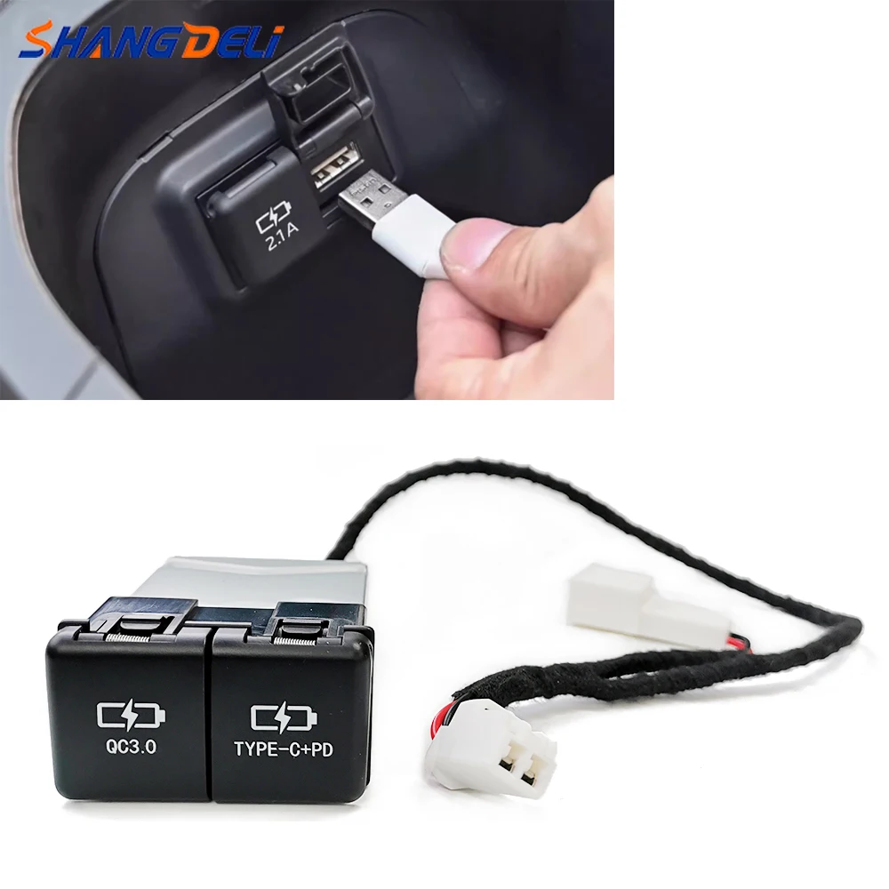 

12V 24V Car Charger 2.1A Dustproof Socket Dual USB Charging Outlet Power Adapter For Toyota Camry Avalon Highlander Levin RAV4