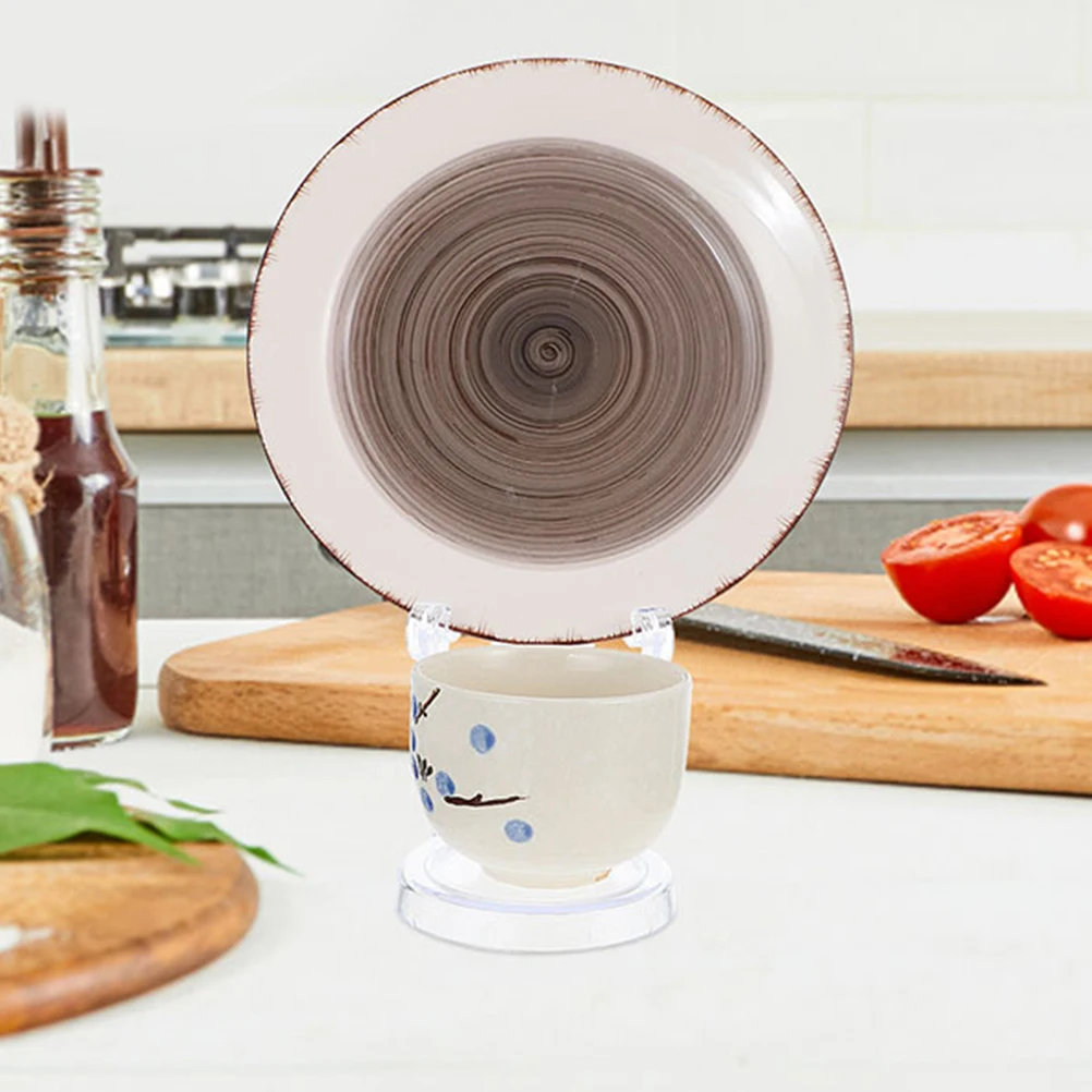 

3Pcs Multifunctional Coffee Cup Plate Holder Elegant European Acrylic Display Stand for Tea Cups Saucers Tableware Organizer
