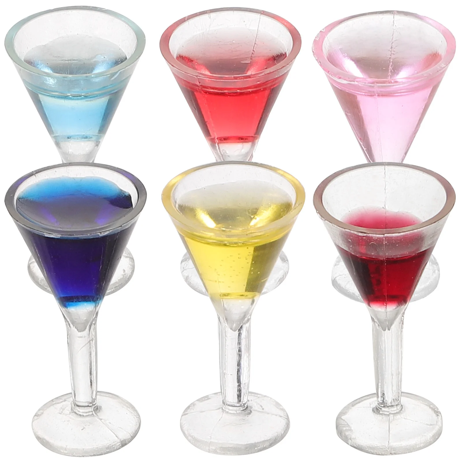 6 stks Mini Cocktailglazen Miniatuur Wijnbeker Set Voor Diy Home Decor Kids Peuter Poppenhuis Accessoires Bar Props Keuken