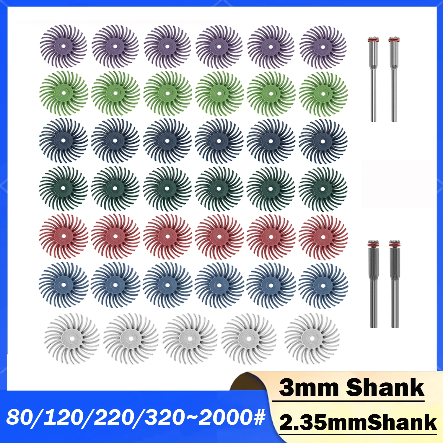 Radial Bristle Disc Abrasive Brush 3mm/ 2.35mm Shank Detail Polishing Wheel for Rotary Tool Accessories 80~2000#