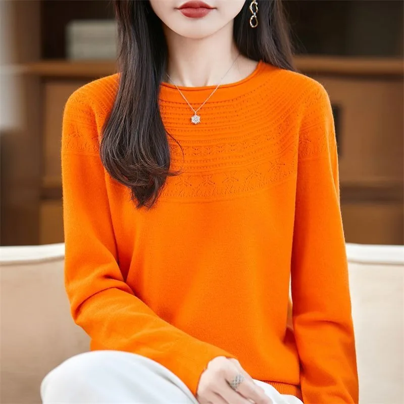 الخريف والشتاء نمط جديد كرة لولبية جولة الرقبة الجوف سترة صوفية محبوك قاع سترة البلوز أعلى فضفاض البلوز #3