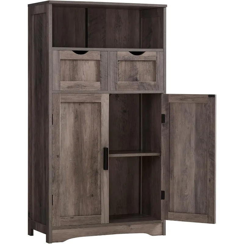 

Large Storage Cabinet with 2 Drawers & 2 Shelves, Bathroom Cabinet, Cupboard for Living Room, Kitchen, Office