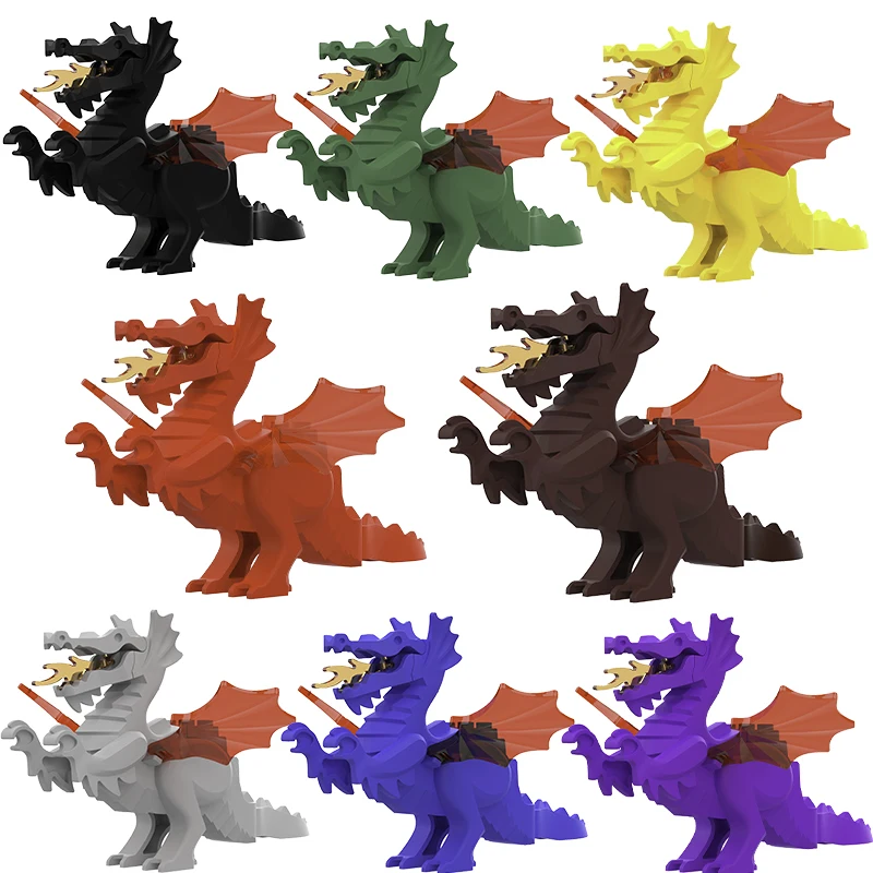 Medieval Ancient Dragon Castle Lion Knight Mount Syrax Meleys Toys Kids Diy Anime Blocks Gift For Boys Girls Building Juguetes