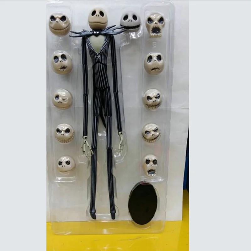 Der Albtraum vor Weihnachten Jack Skellington mit austauschbaren Köpfen Actionfigur PVC-Spielzeugmodell Puppensammlung Geschenk 35 cm – Detail 13