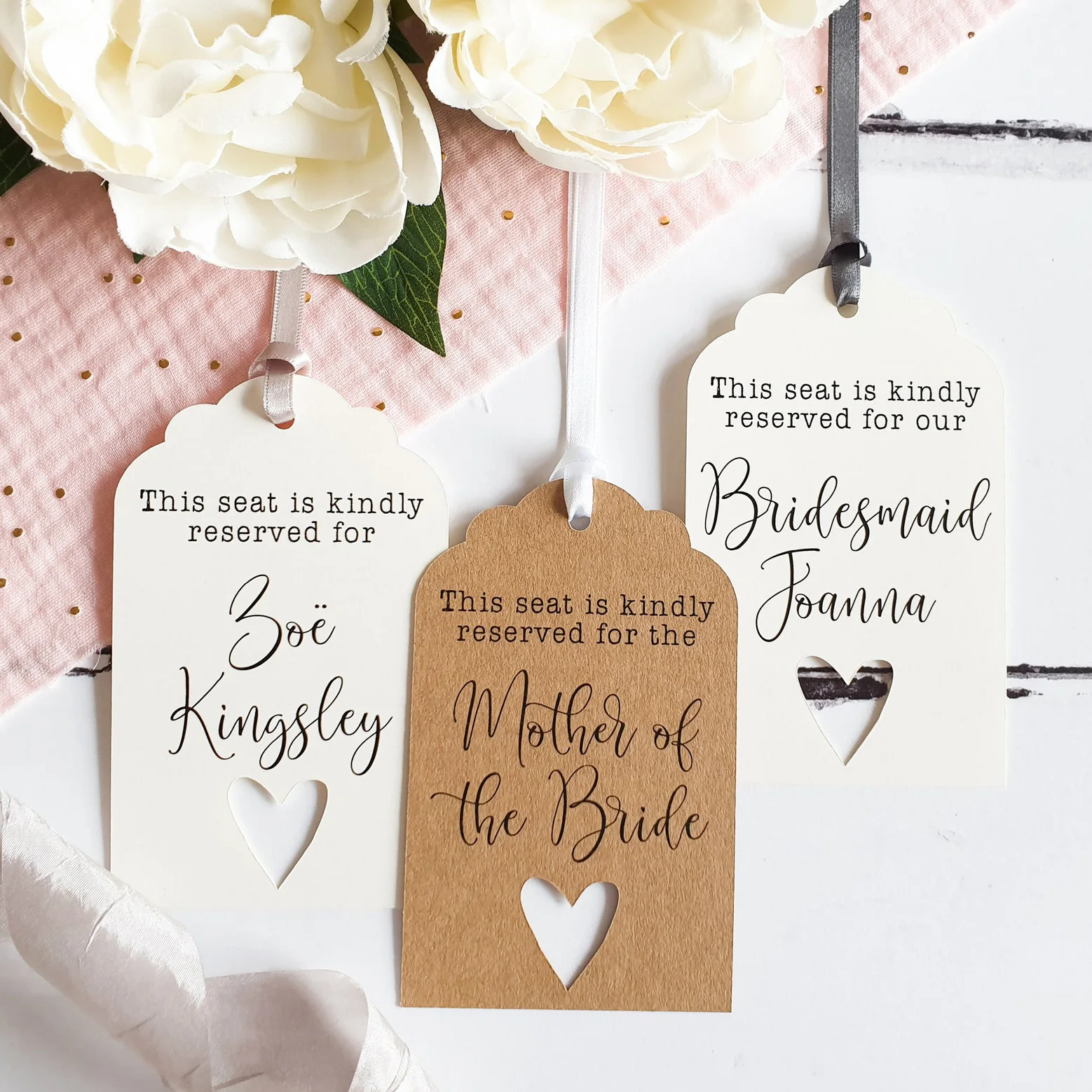 10-30pcs Custom Wedding Reserved Seat Signs Rustic Wedding Ceremony Decor Cream Kraft Wedding Reserved Tags Fully Personalised