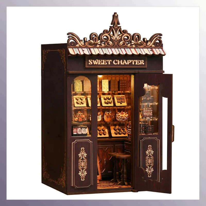 

Новый Diy деревянный книжный уголок полка вставка комплект сумеречная библиотека форзац миниатюрные модели наборы книжная полка для друзей подарки на день рождения