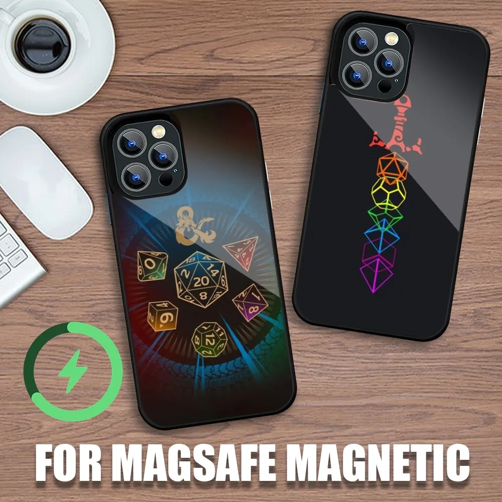 Game D-Dungeons D-Dragons D-DND Phone Case For iPhone 11 12 13 14 15 Plus Pro Max Charging Magsafe Magnetic Wireless Cover