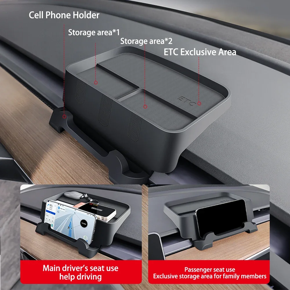 Herval for Tesla Model Y/3 Highland Cell Phone Holder ETC Holder Air Vent Silicone Organizer Tissue Box Auto Accessories