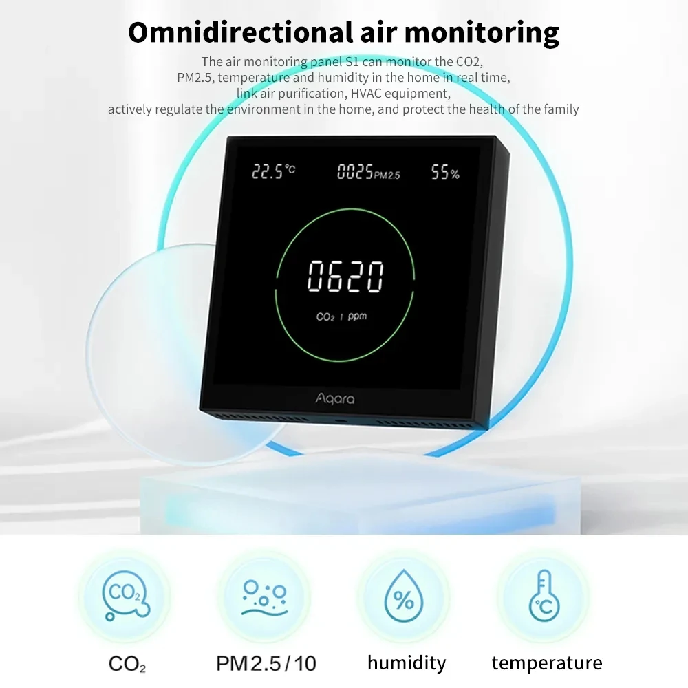 زيجبي الذكية Aqara مراقبة جودة الهواء S1 لوحة التبديل CO2 PM2.5 درجة الحرارة الرطوبة ل Homekit