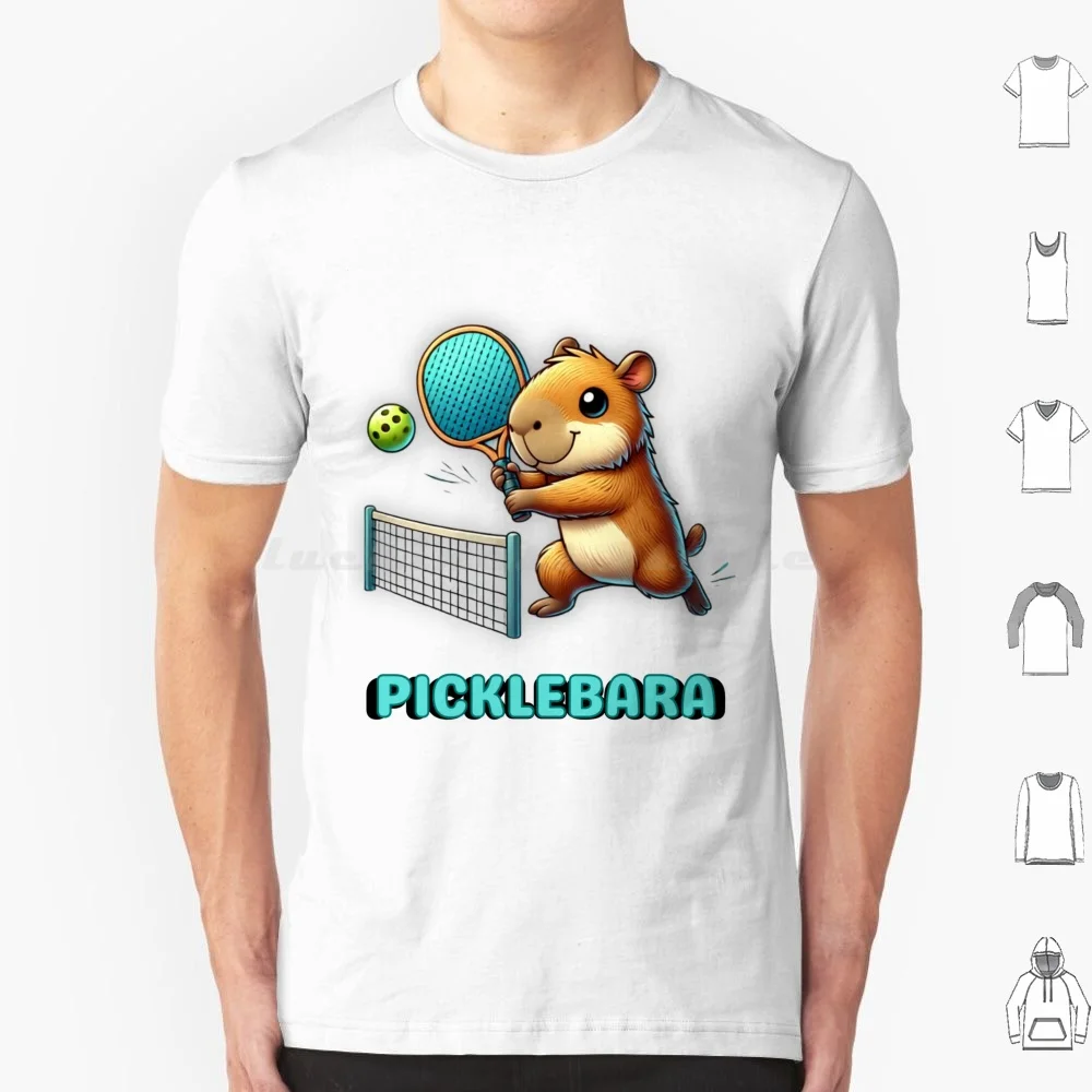 Picklebara Capybara Playing Pickleball Design T Shirt Cotton Men Women DIY Print Picklebara Capybara Playing Pickleball Funny