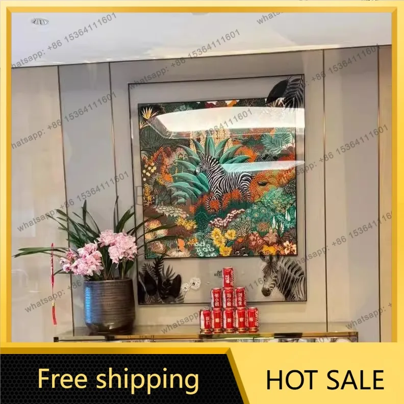 LJY modern light luxury silk scarf painting living room sofa background decorative painting high-end