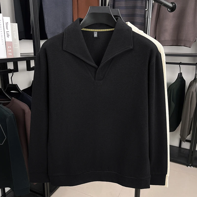 

2025 Winter High-end Skin Friendly and Comfortable Polo Shirt Long Sleeved Knitted Shirt Men's Minimalist Base Shirt