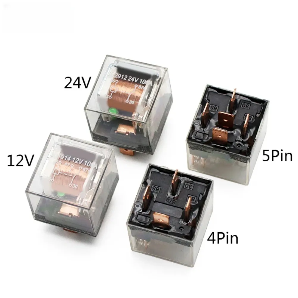 12V 24V 100A 4Pin SPDT Automotive Relay With LED Transparent Case For Car Truck Motorcycle High Current Switching Control Device