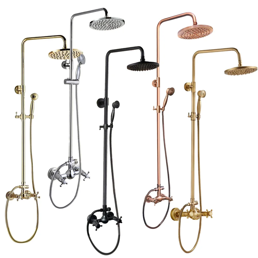 

Brass Bathroom Round Rainfall Rain Shower Faucet Set Mixer Tap Wall Mounted azh414