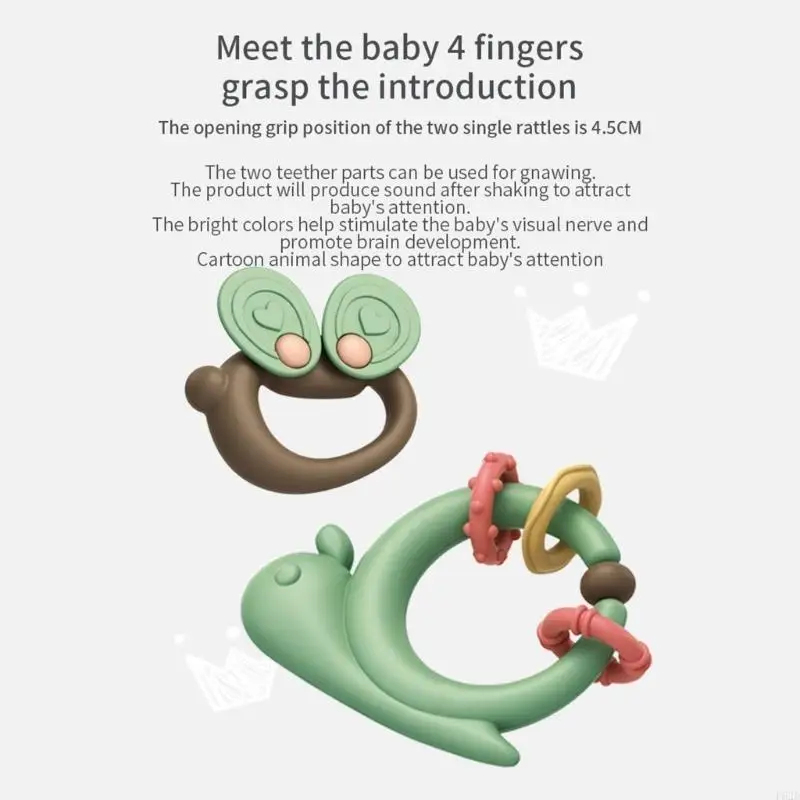 F62D Baby Toy 0-12 Months Rattles Hand Cartoon Animals Educational Toy