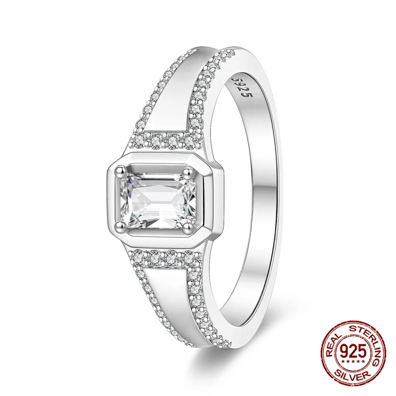 

New Original Minimalist Square Diamond Men's Ring 100% Sterling Silver 925 Suitable For Men's Anniversaries And Everyday Wear