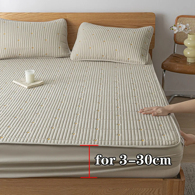 Protège-matelas imperméable à ultrasons, housse brodée, drap-housse de lit avec bande élastique, poche profonde, nouveau