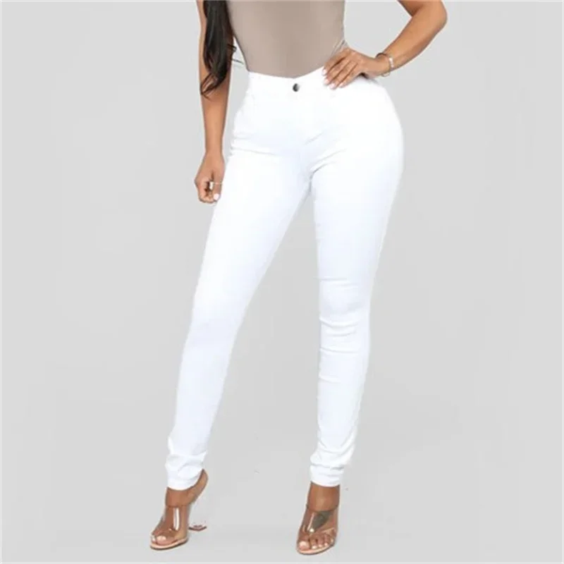 Women Slim Fit Tight Stretch Pencil Jeans Fashion High Waist Denim Trousers Female New Casual Office Commuter Four Seasons Pants