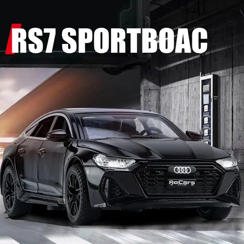 

Модель 1/24 AUDI RS7, модель автомобиля из сплава, со звуковым интерфейсом, литая металлическая Игрушечная машина для мальчиков, коллективный миниатюрный автомобиль