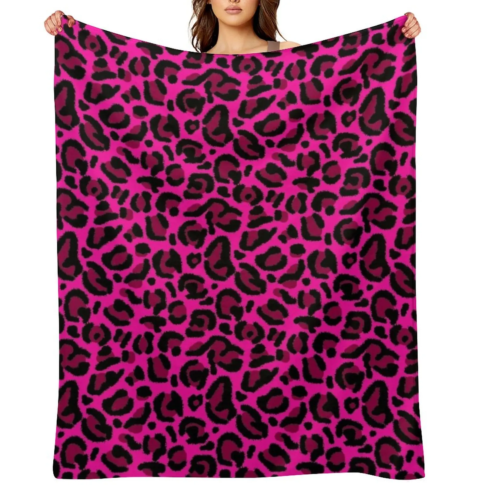 

Hot Pink Y2K Aesthetic Leopard Print Throw Blanket Fashion Sofas wednesday Hairys Tourist Blankets