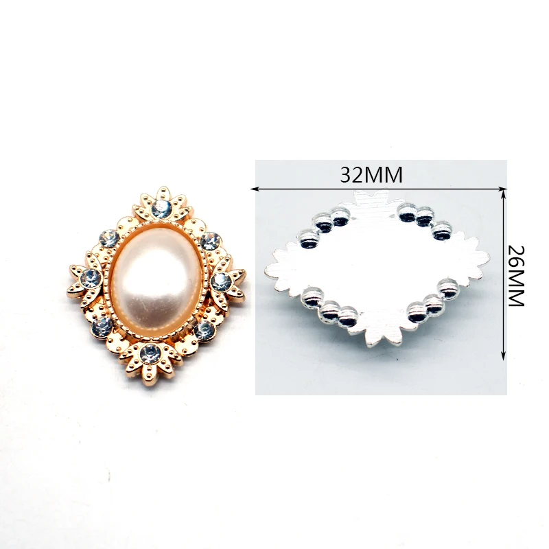 New 10Pcs Alloy Shiny Diamond Oval Pearl Alloy Accessories DIY Clothing Hair Accessories Decoration Jewelry Accessories