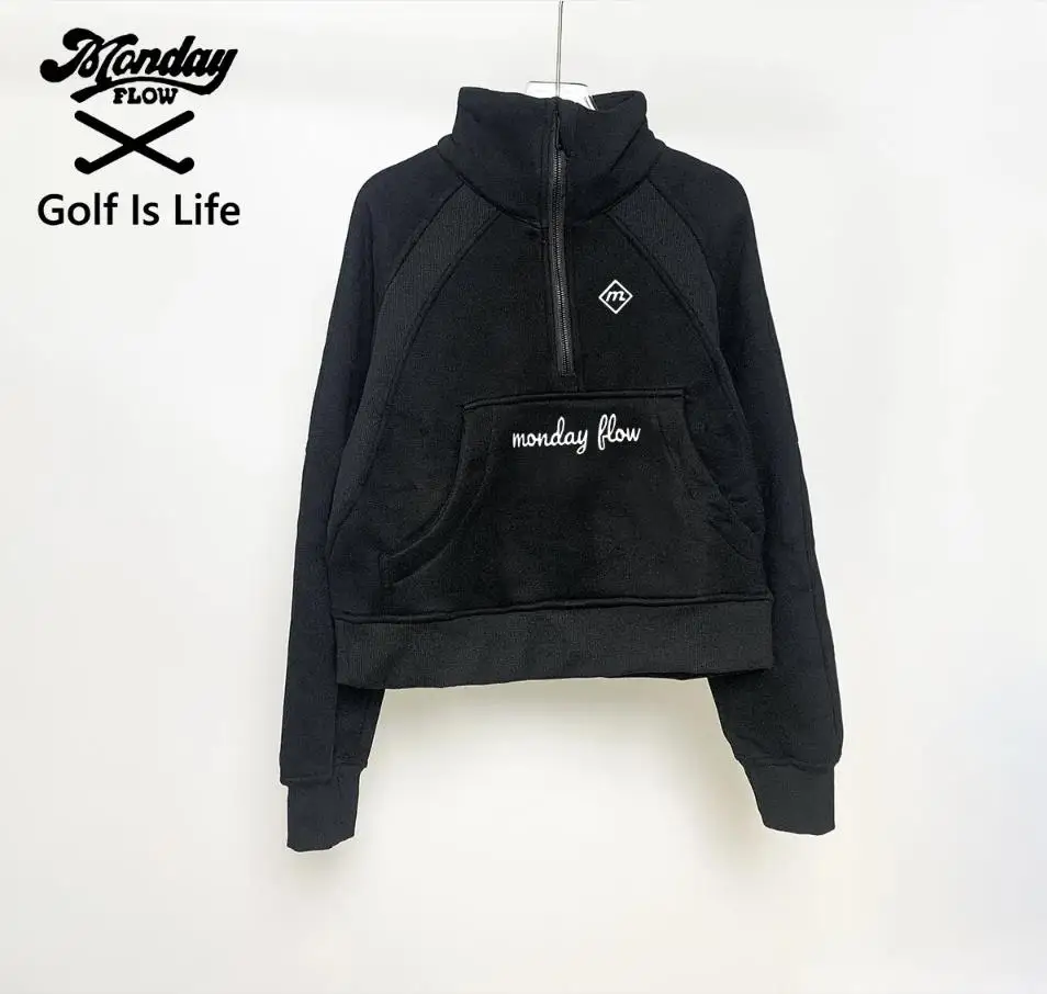 Monday Flow Golf Wear for Women Winter Outdoor Fleece Women's Golf Jacket Thickened Fleece Double-sided Wearing Warm Golf Coat