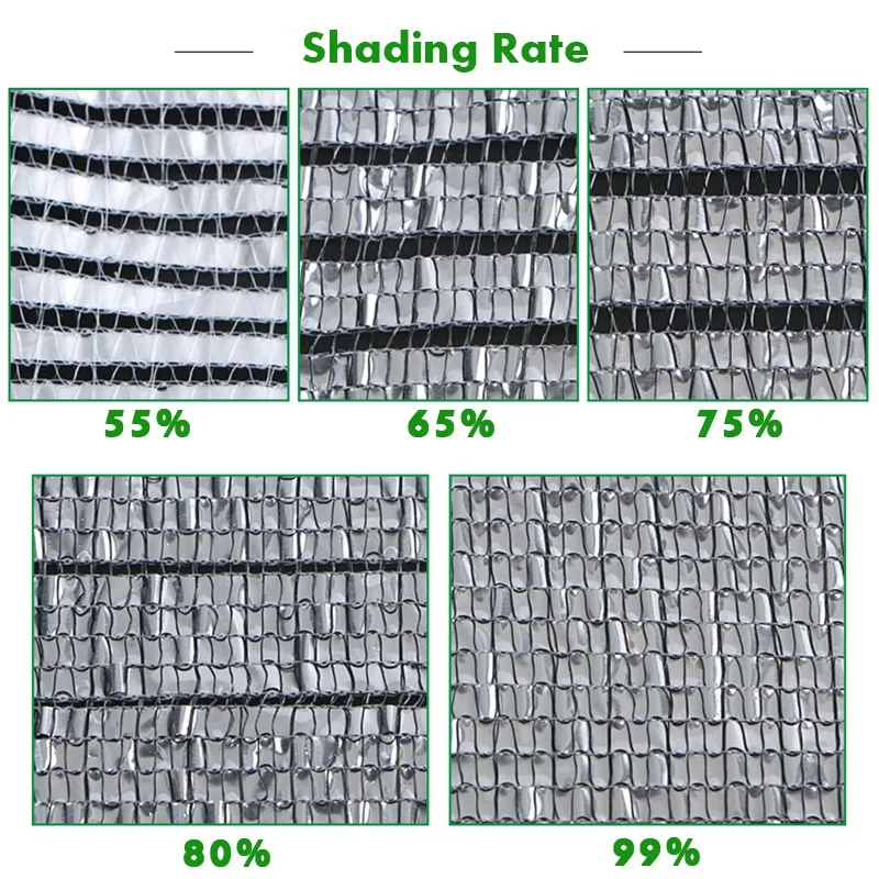 Shading 55~99% Aluminum Foil Sunshade Net Silvery Anti-UV Awning Fence Privacy Screen Garden Sun Shade Mesh Car Sun Shed Canopy