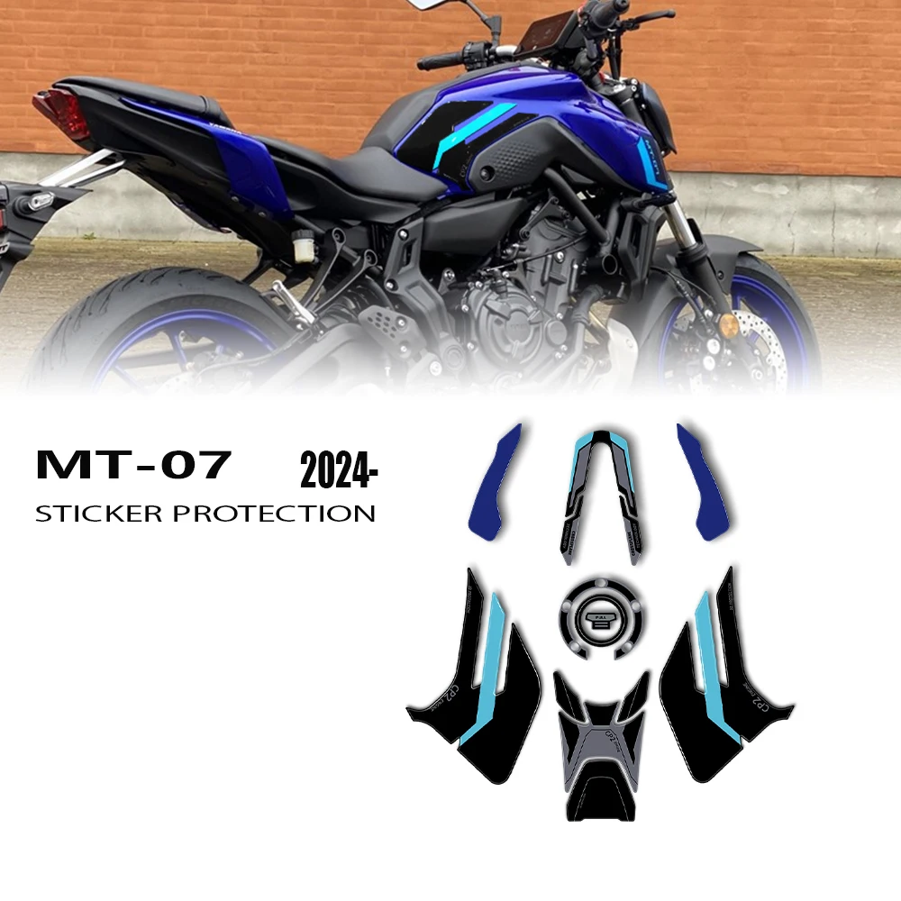 

Для MT-07 MT07 MT 07 2024, наклейки для мотоцикла, 3D защитная наклейка, комплект защиты бака