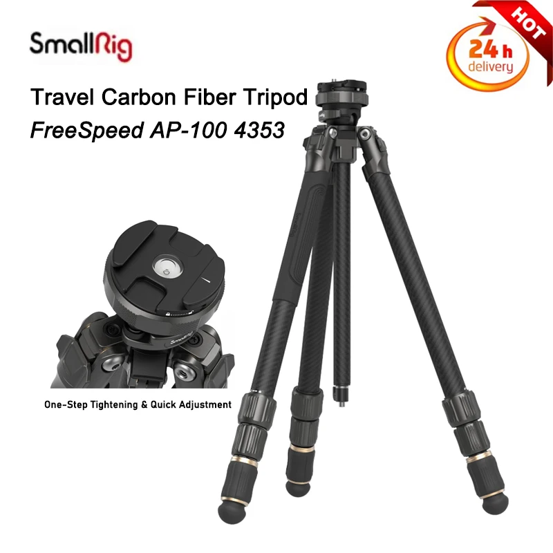 

SmallRig Carbon Fiber Photo Tripod Kit AP-100 4353 One-key Locking Tripod with Hydraulic Damping Pan Head for Travel Hunting